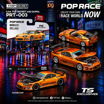 *Pre-Order* Pop Race PRT003 Top Secret A80 Supra GT300 - Orange Chrome