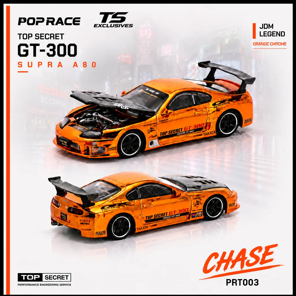 *Pre-Order* Pop Race PRT003 Top Secret A80 Supra GT300 - Orange Chrome