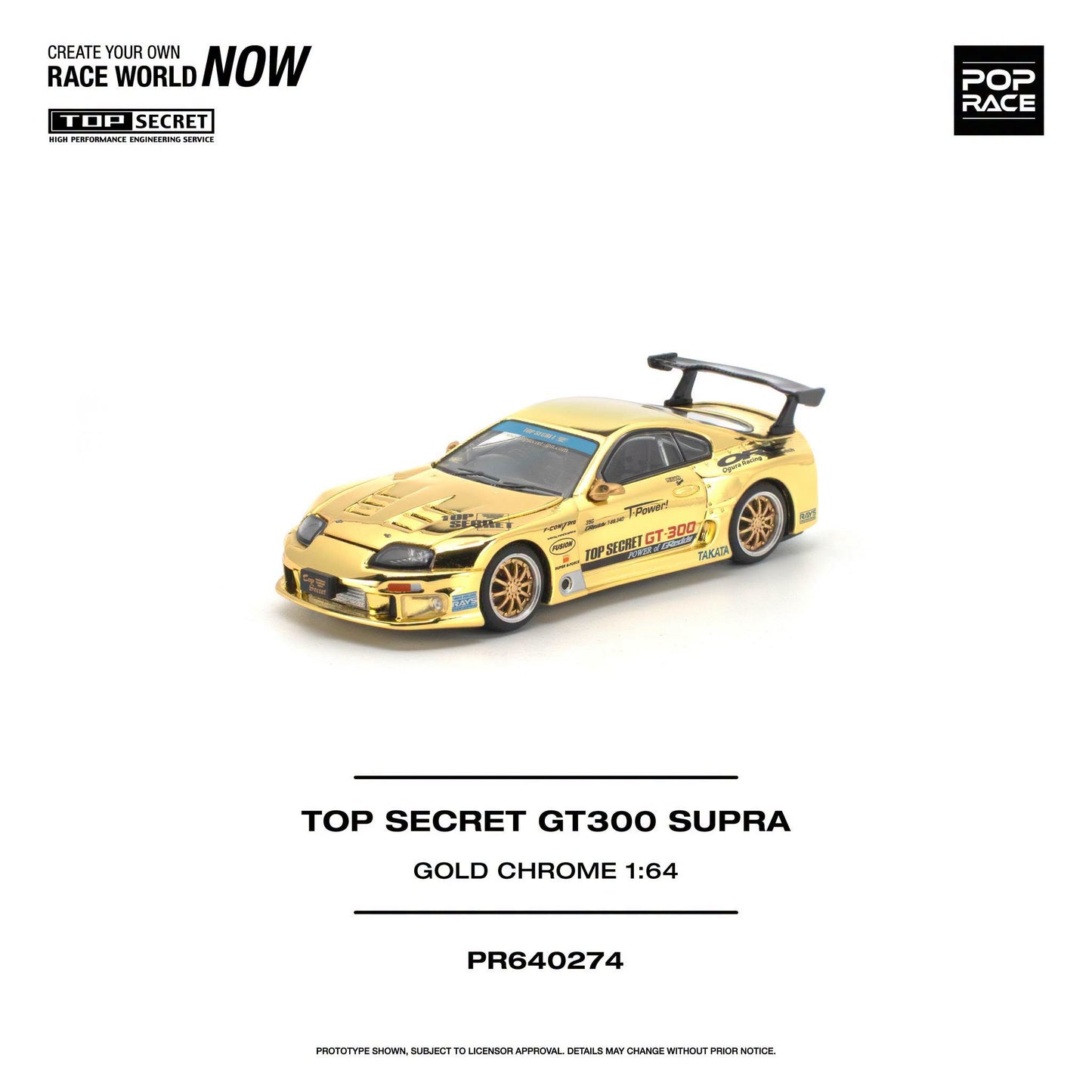 *Pre-Order* Pop Race - PR640274 Top Secret GT300 Supra - Gold Chrome