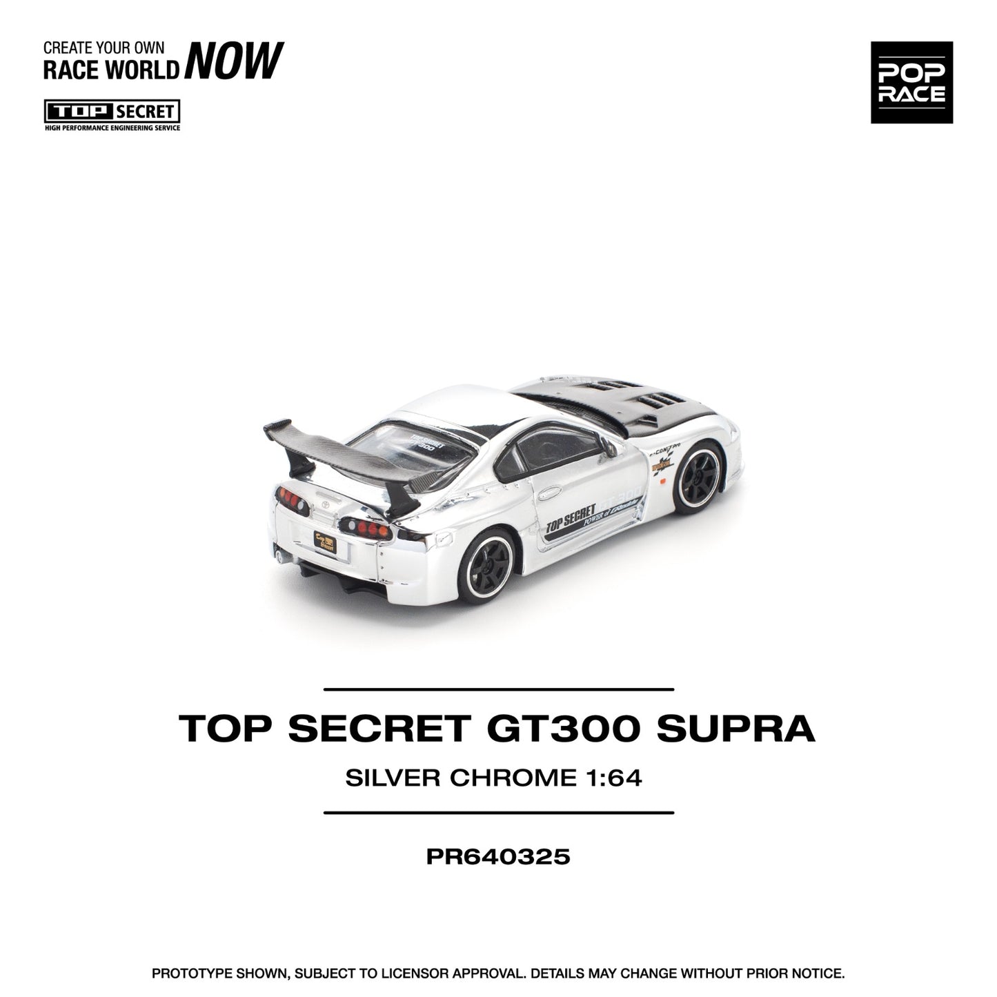 *Pre-Order* Pop Race Top Secret GT300 Supra - Silver Chrome