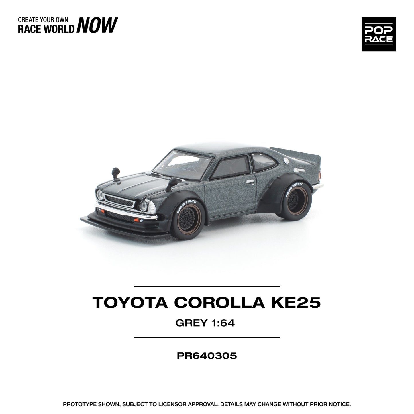 *Pre-Order* Pop Race Toyota Corolla KE25 - Matte Grey