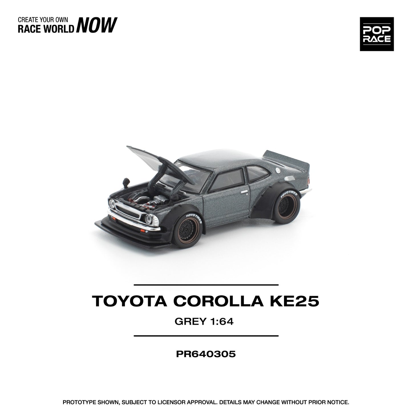 *Pre-Order* Pop Race Toyota Corolla KE25 - Matte Grey