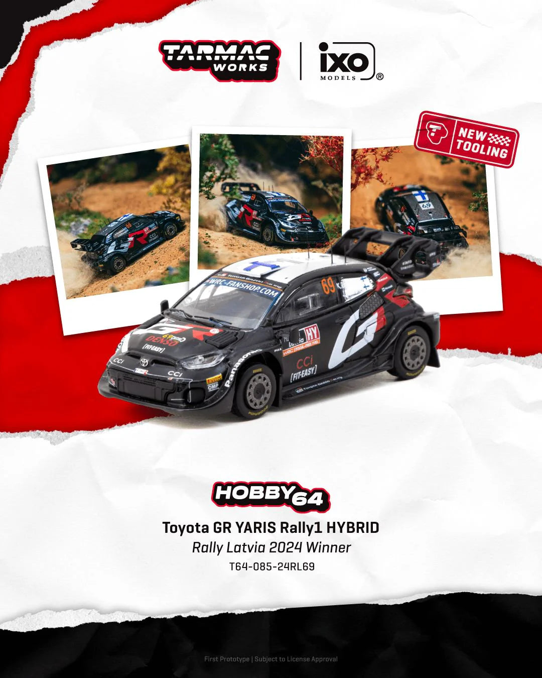 *Pre-Order* Tarmac Works Toyota GR YARIS Rally1 HYBRID Rally Latvia 2024 Winner Kalle Rovanperä / Jonne Halttunen