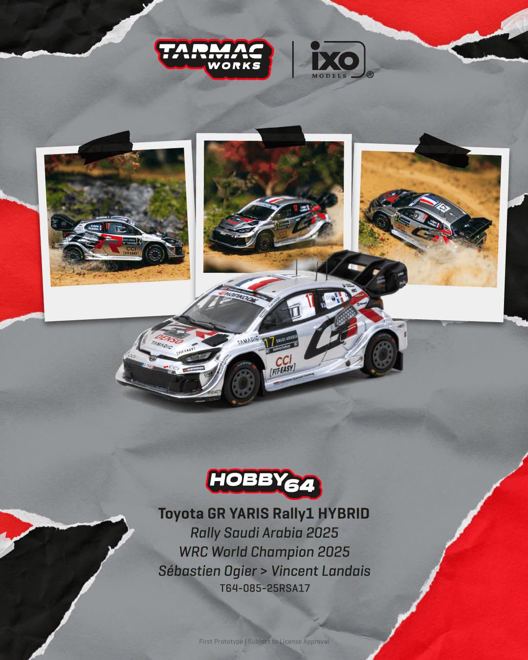 *Pre-Order* Tarmac Works - Toyota GR YARIS Rally1 HYBRID Rally Saudi Arabia 2025 WRC World Champion 2025 Sébastien Ogier / Vincent Landais