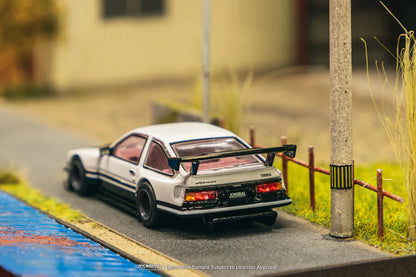 *Pre-Order* Tarmac Works Toyota Sprinter Trueno AE86 Widebody by Jon Sibal White / Black - Trading Cards + Model Car Combo Set