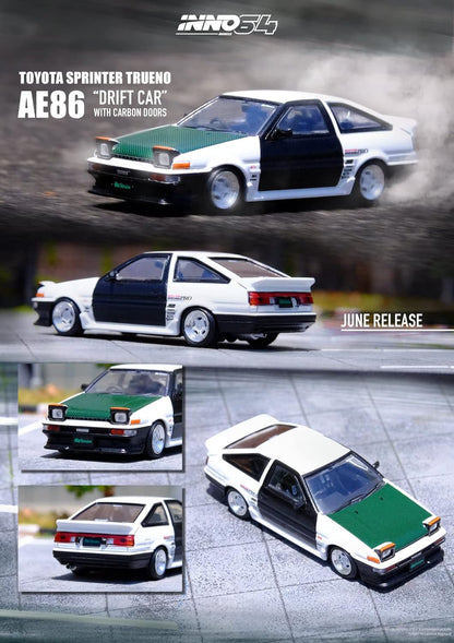 Inno Models Inno64 Toyota Sprinter Trueno AE86 with Carbon Doors