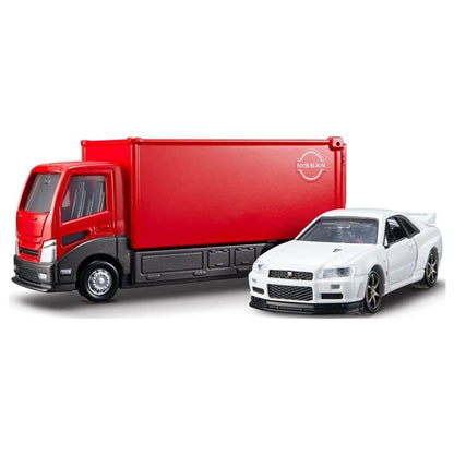 Tomica Premium Transporter & Nissan Skyline GT-R (R34) V-Spec II Nür Set