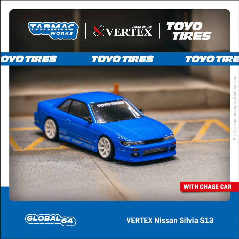 *Pre-Order* Tarmac Works VERTEX Nissan Silvia S13 Blue Metallic TOYO TIRES