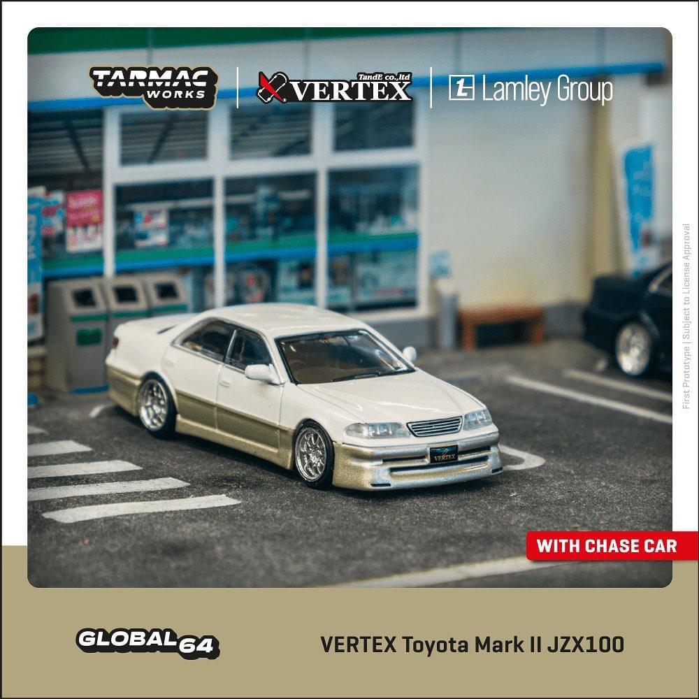 Tarmac Works VERTEX Toyota Mark II JZX100 White Metallic (Lamley Special Edition)
