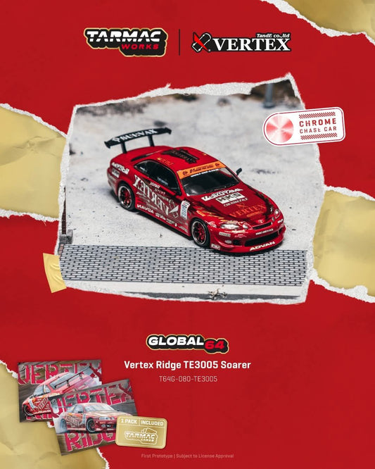 *Pre-Order* Tarmac Works Vertex Ridge TE3005 Soarer - Model Car + Trading Cards Combo Set