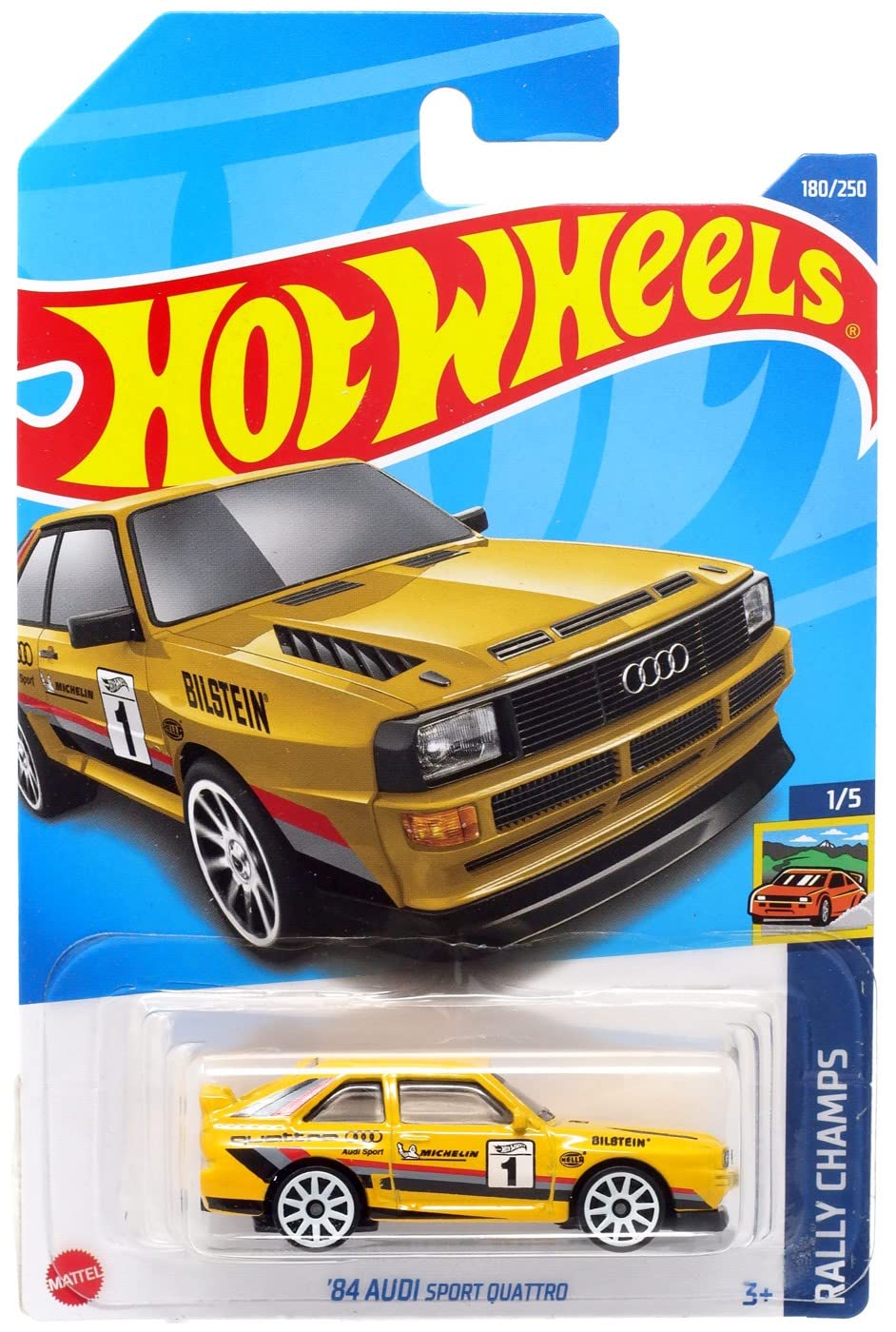 Hot Wheels Rally Champs 1/5 '84 Audi Sport Quattro (Yellow) - Japanese Card
